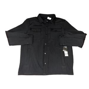 Mens Jacket Button Up Black Stretch Soft Shell Size Large iXtreme NWT 6-Pocket